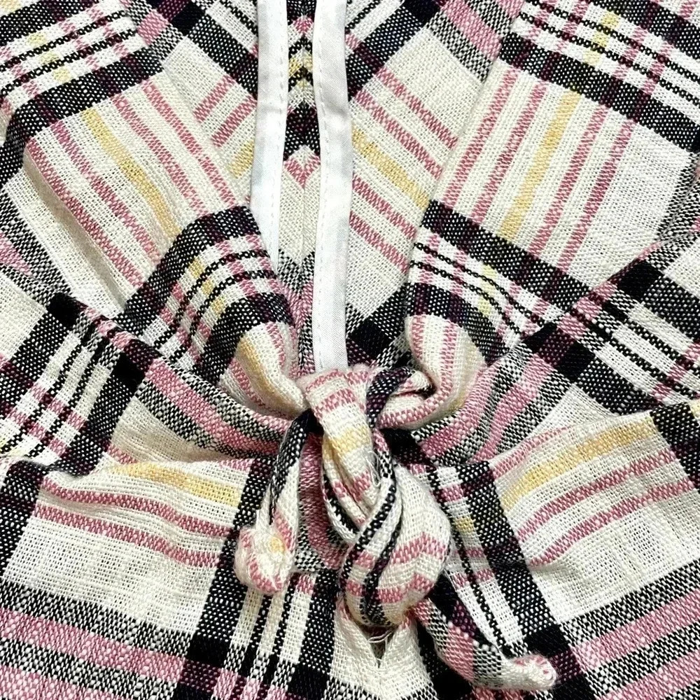 🎀EUC 🎀 Zara Womens TRF Plaid Crop Tank Top Sleeveless XS Bow Detail Pink Black - Picture 6 of 13